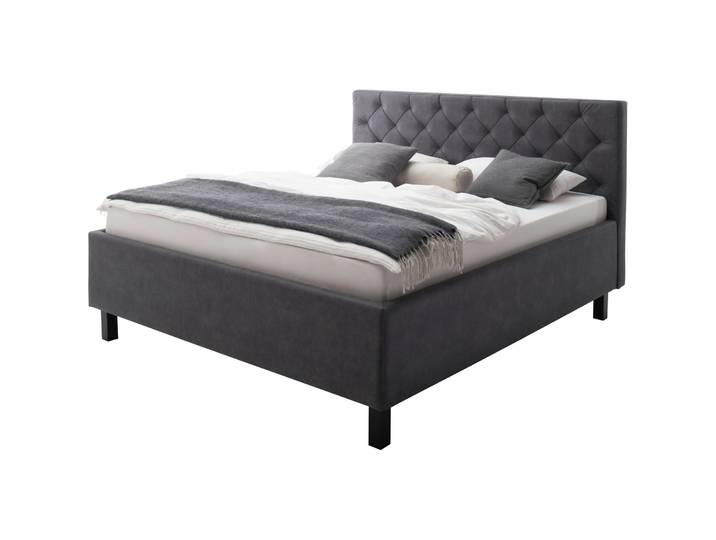 Bett Belial anthrazit Bezug Stoff 160 x 200 cm - Bett