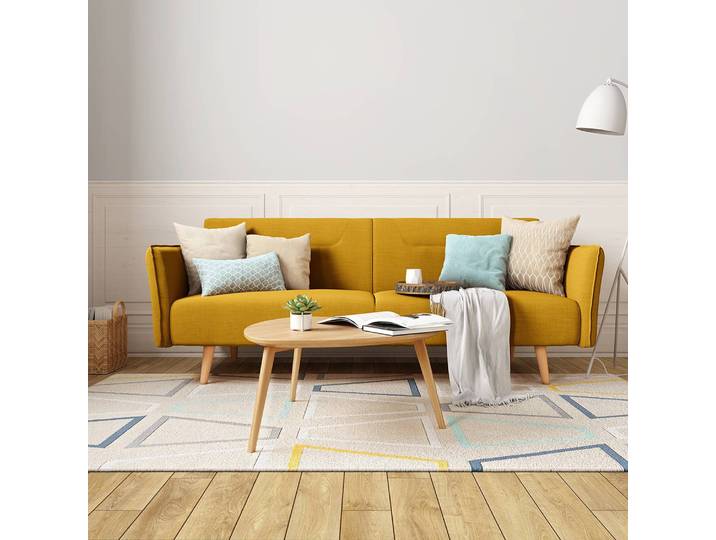 Schlafsofa Asbro Gelb/Senfgelb Webstoff Radis 220 x 83 x 97cm Skandi