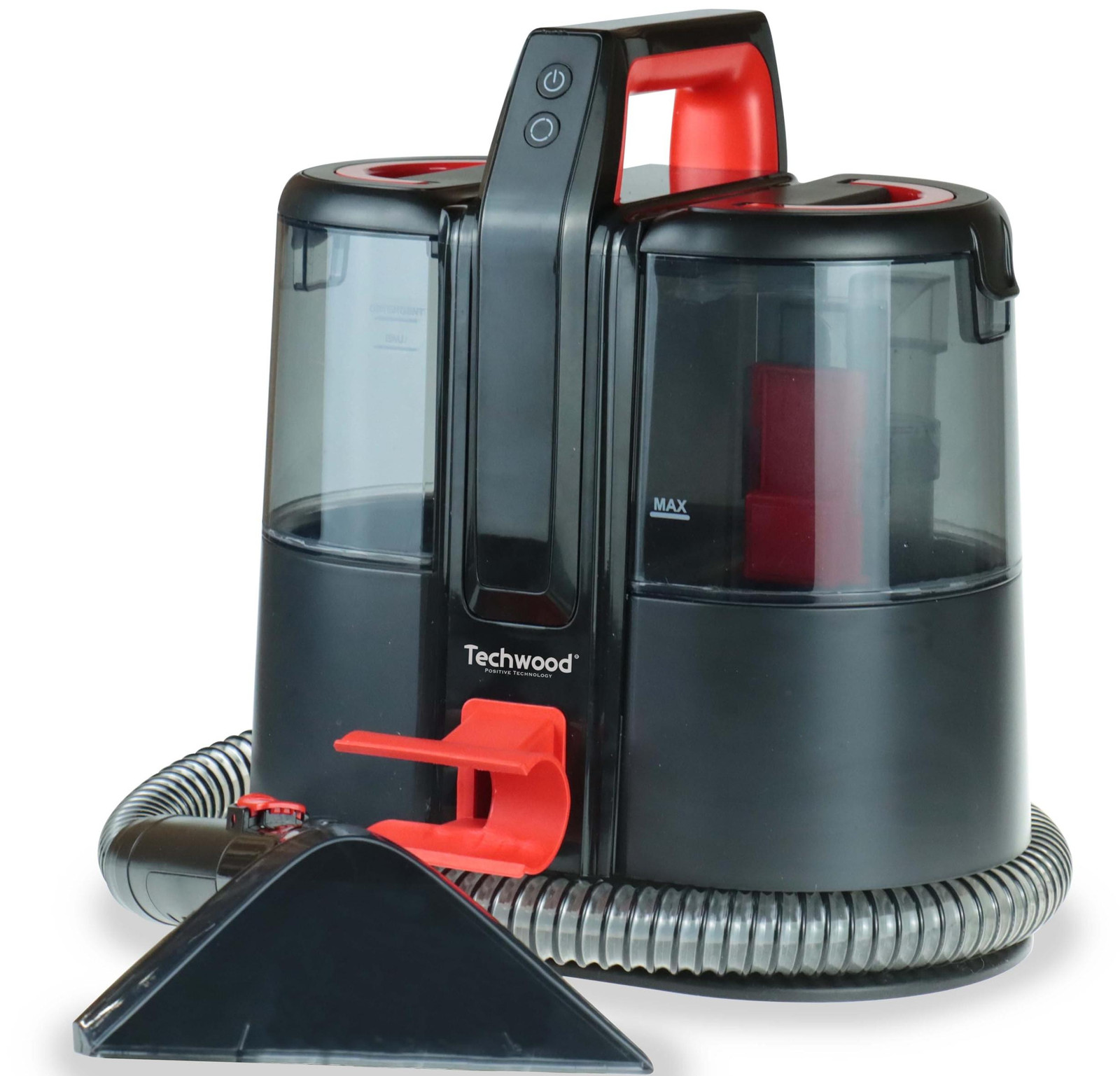 Techwood TAN-8005R draadloze stofzuiger voor textiel, 185 W, zwart-rood