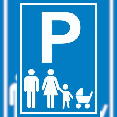 HB-Druck Parkplatz Eltern Kinderwagen Schild A6 Rückseite selbstklebend