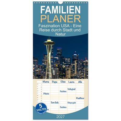 Familienplaner 2027 - Faszination USA - Eine Reise durch Stadt und Natur mit 5 Spalten (Wandkalender, 21 x 45 cm) CALVENDO