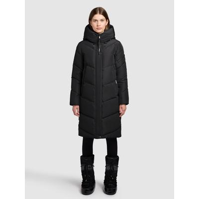 Steppmantel KHUJO "JANGE", Damen, Gr. XL, schwarz, 100% Polyester, unifarben, loose fit knielang, eingesetzt elastischer Bund, Mäntel Steppmantel