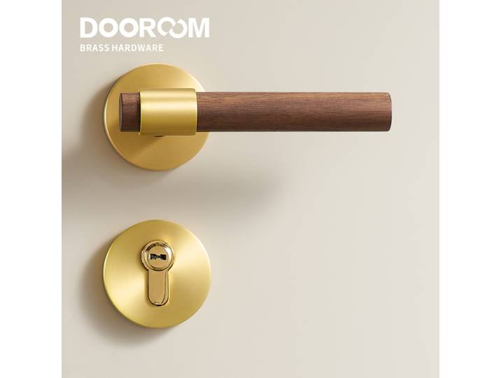 Dooroom-Ensemble de serrures de porte d'intérieur en laiton, moderne, pour chambre à coucher, double levier de porte en bois, bouton de poignée