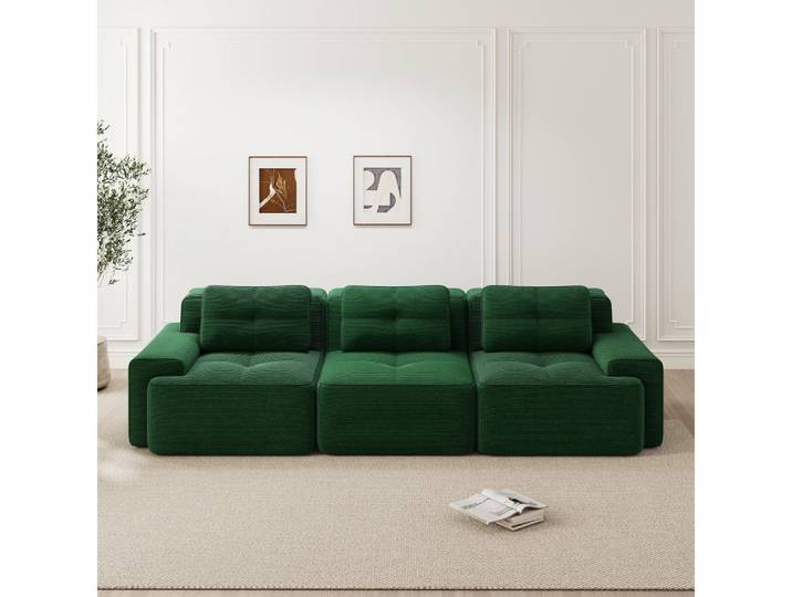 BBWL Sofa Cloud Modulsofa 3-Sitzer, Cordstoff, tiefes Sitzdesign, rahmenlos, 293 x 104 x 69 cm, flexibel kombinierbar, ohne aufwendige Montage