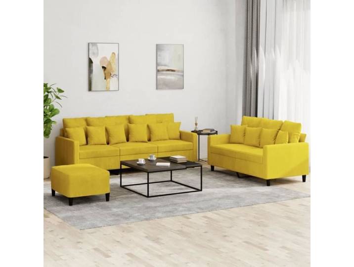 Ensemble de canapés - SALUTUYA - BD3993 - 2/3 places - Velours jaune - Design contemporain