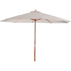 Sonnenschirm Lissabon, Gartenschirm Marktschirm, Ø 3,5m Polyester/Holz 7kg ~ creme