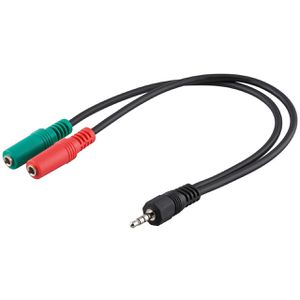 Goobay Audiokabel 50467, Adapterkabel, 4-polig, 1x 3,5mm Klinken-Stecker auf 2x 3,5mm Klinken-Buchse, 0,3 m