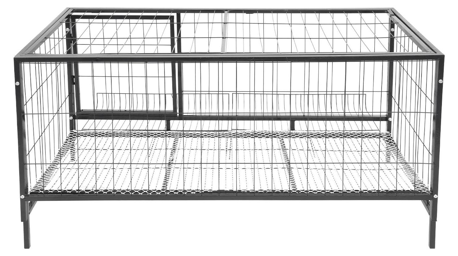 Hühnerstall & Hühnergehege - Indoor/Outdoor Hühnerkäfig - Automatische Eierentnahme - Für 9-10 Hähne - Eisen - Schwarz