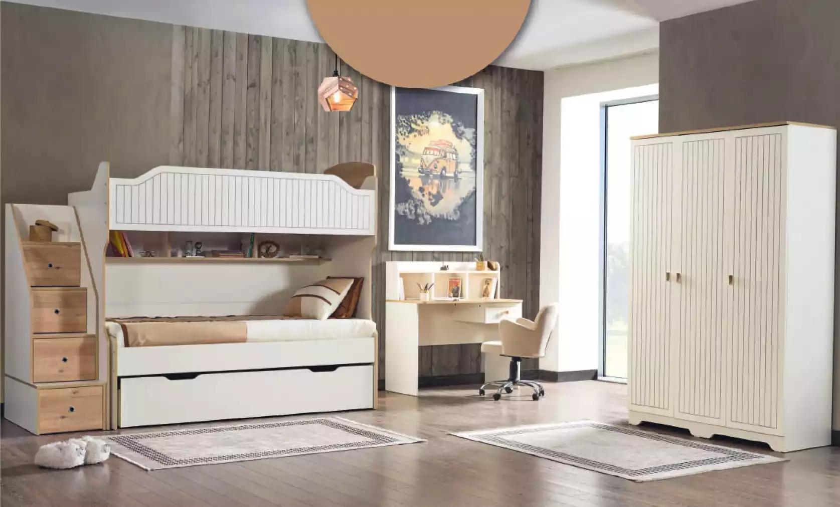 Kinderzimmer Etagenbett Hochbett Set Schreibtisch Kleiderschrank 3tlg. Zimmer
