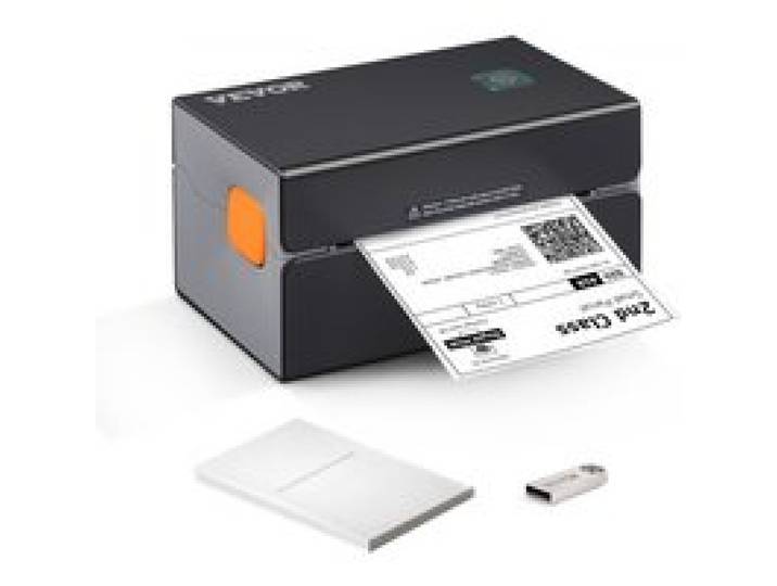 VEVOR Thermo-Etikettendrucker 175x109x94mm Edikettendruckgerät 300DPI Auflösung Labeldrucker Versandetiketten Drucker Bluetooth/USB Automatische Etikettenerkennung Windows Mac OS Linux Chromebook