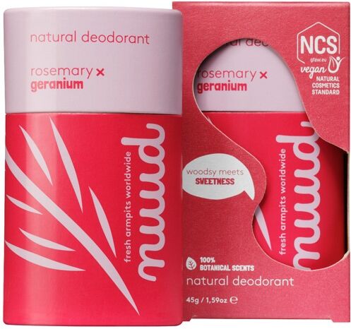 Nuud Natural Rosemary x Geranium Stick Vegan Deodorant 45gr