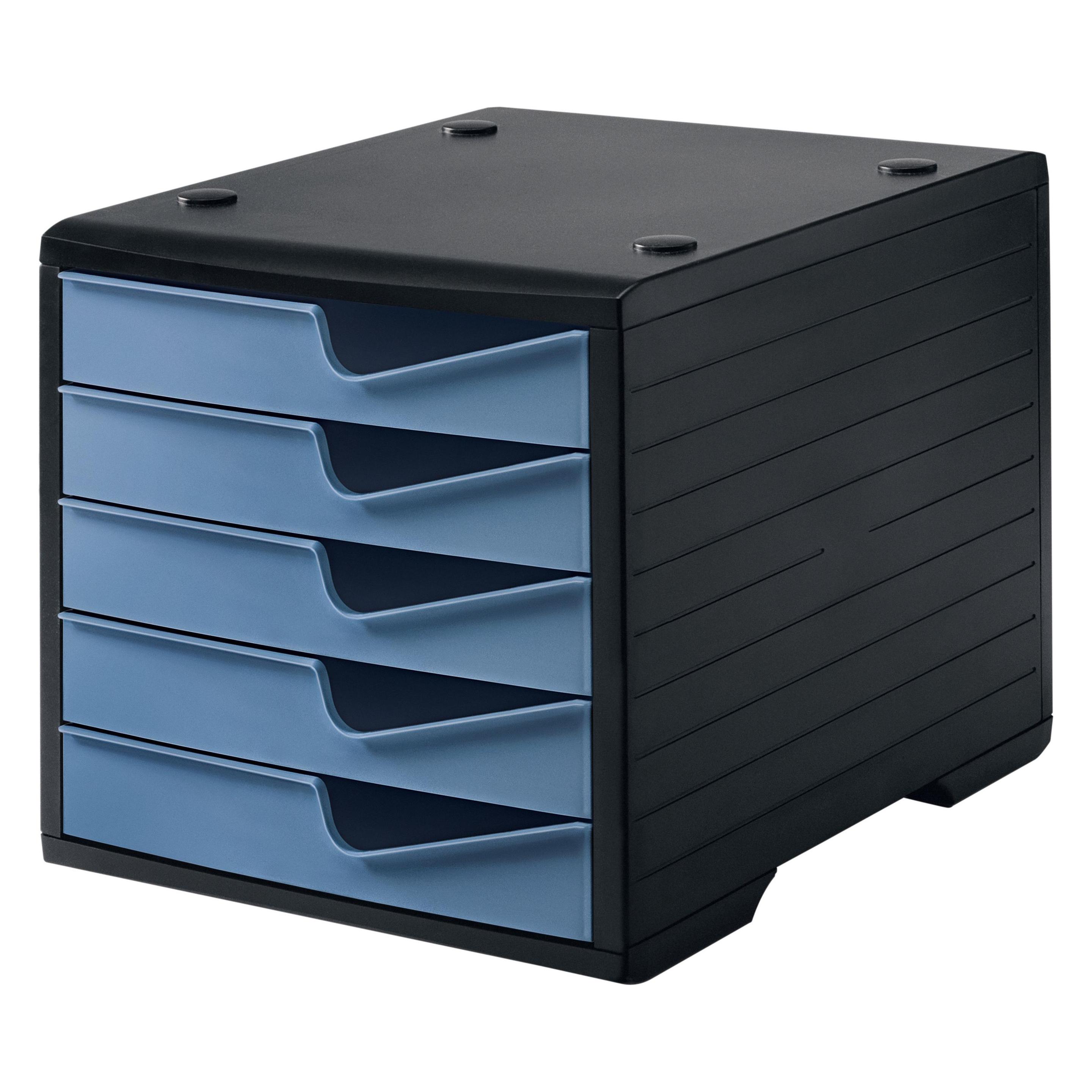 Styro Schubladenbox styroswingbox taupenblau DIN C4 mit 5 Schubladen (A4, C4) (275-8430.3691)