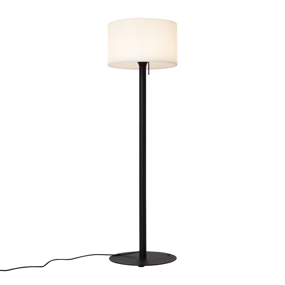 Qazqa Moderne buiten vloerlamp zwart met witte stoffen kap IP44