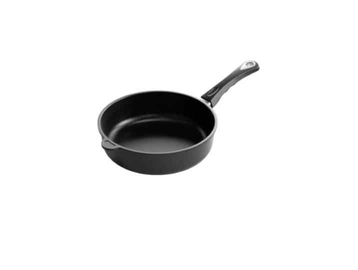 AMT Gastroguss Bratpfanne, 26 cm Ø, 7 cm hoch, Schmorpfanne, fester Stiel, induktionsgeeignet, Lotan® Antihaft-Veredelung, Gusspfanne (Aluguss), AMZN-I-726