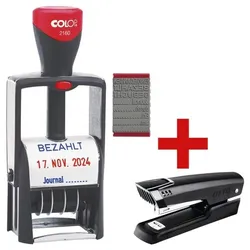 Colop Datumstempel »2160/RL« inkl. Tacker / Heftgerät »20« schwarz, 6.2x15x4.1 cm