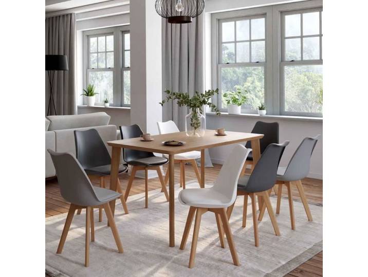 IDMARKET Lot de 8 chaises de salle à manger SARA scandinaves blanc x2 gris clair x2 gris foncé x2 noir x2
