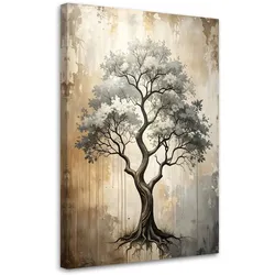WANDBILD, Grunge Baum Abstrakt in Beige