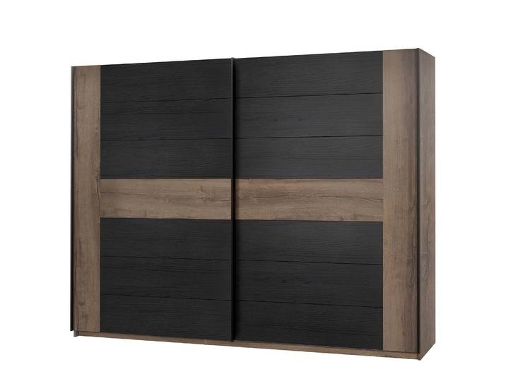 Schwebetürenschrank Hagen 270 x 210 x 61cm Schwarz/Braun