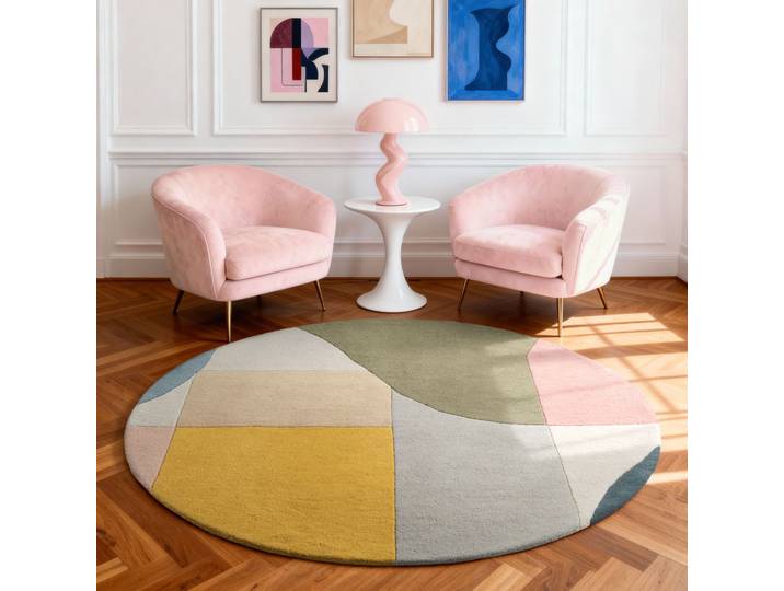 Wollteppich TED BAKER Curzon , beige (creme multifarben), H:17mm Ø:200cm, Wolle, Teppiche, Wollteppich, Wolle, Naturteppich, Handgemacht, Wohnzimmer, Schlafzimmer, bunt