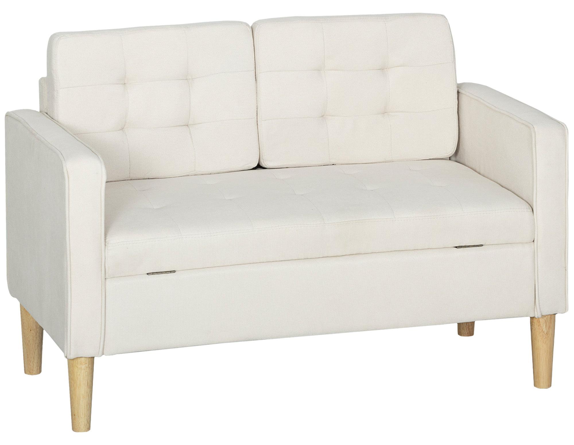 Zweisitzer-Sofa - Zweisitzige Bank - Loveseat - Sofagarnitur - Sitzbank - Stauraum unter der Sitzfläche - Rahmen aus Gummibaumholz
