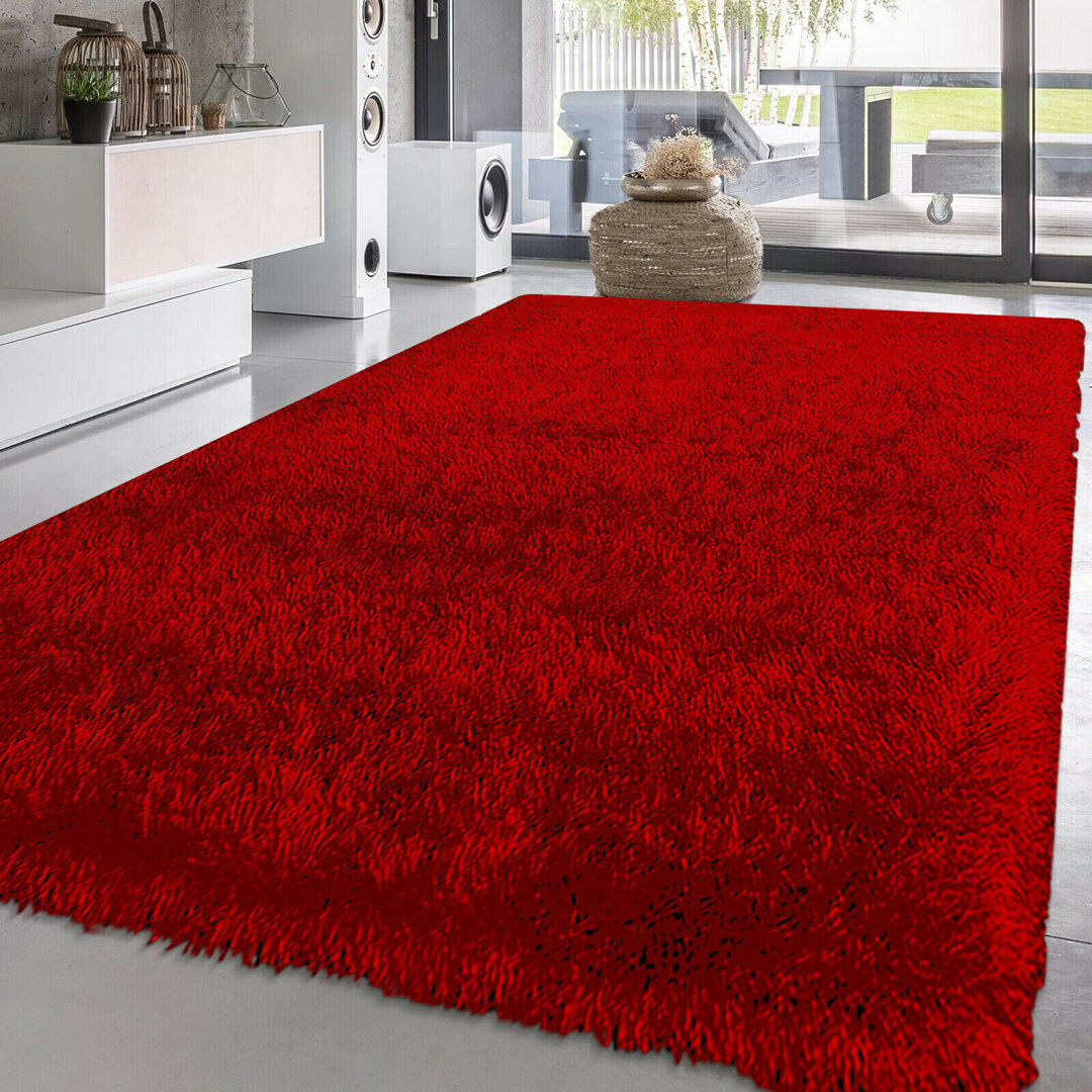 Fairmont Park Braided Solid Colour Area Rug Red Rectangle 120 x 170cm