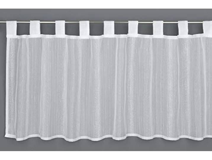 Gardinia Bistro-Gardine mit angenähten Schlaufen, Transparente Scheibengardine, Effektgarn, 140 x 48 cm, Weiß