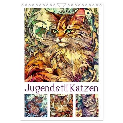 Jugendstil Katzen (Wandkalender 2027 DIN A4 hoch), CALVENDO Monatskalender