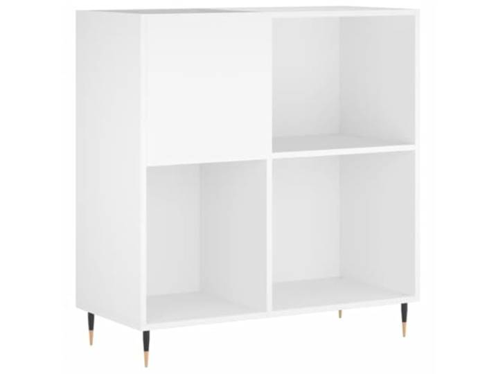 Plattenschrank Weiß 84,5x38x89 cm Holzwerkstoff Schallplatten Aufbewahrung, LP Regal, Vinylschrank, Eisenbeine, Wandhalterung, Plattenspieler Ablage