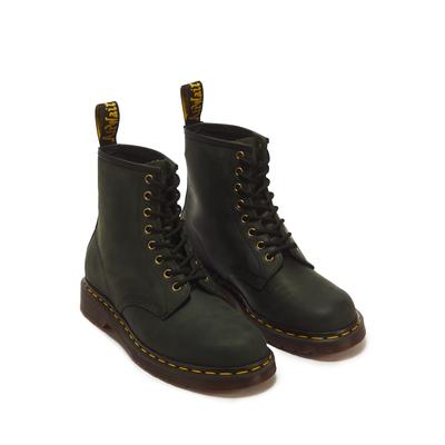 Schnürboots DR. MARTENS "1460 Dms Green Crazy Horse", Damen, Gr. 42, Leder, grün, Schuhe Schnürboots, Schnürstiefelette mit logobedruckter Anziehlasche