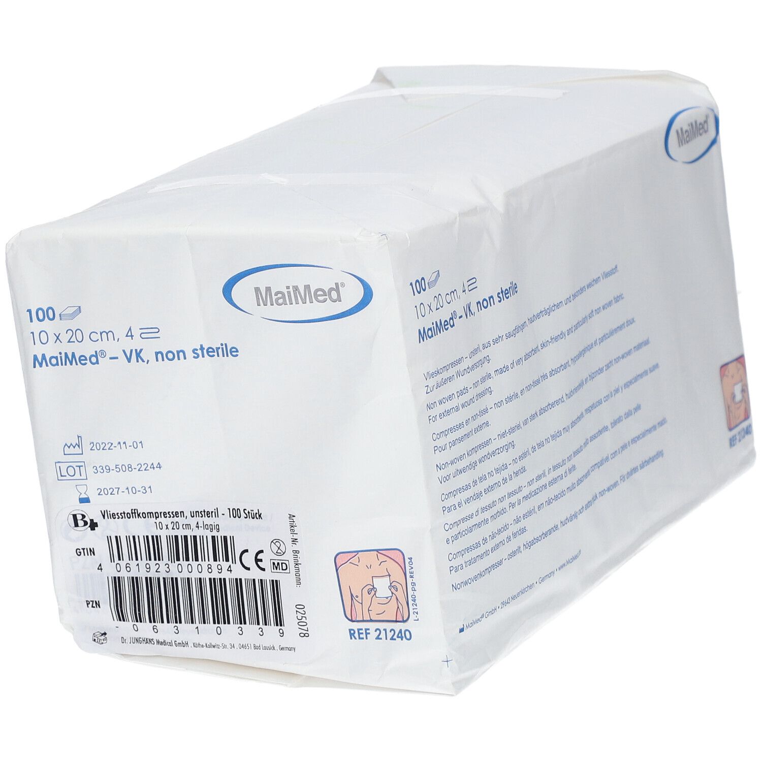 Vliesstoff-Kompressen unsteril 10x20 cm 4fach 100 St Kompressen
