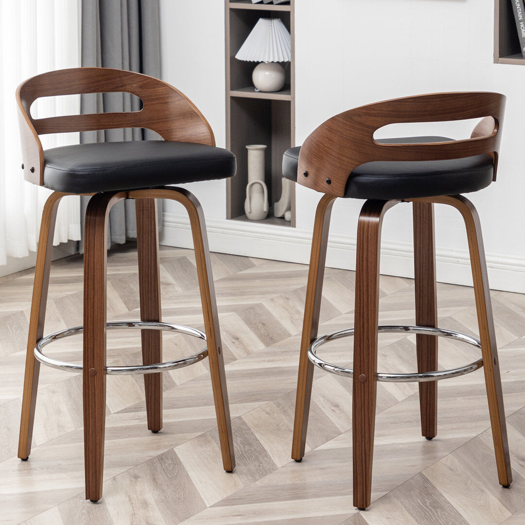 Blue Elephant Mahtab Swivel Bar Stool Black Bar Stool (76cm Seat Height)