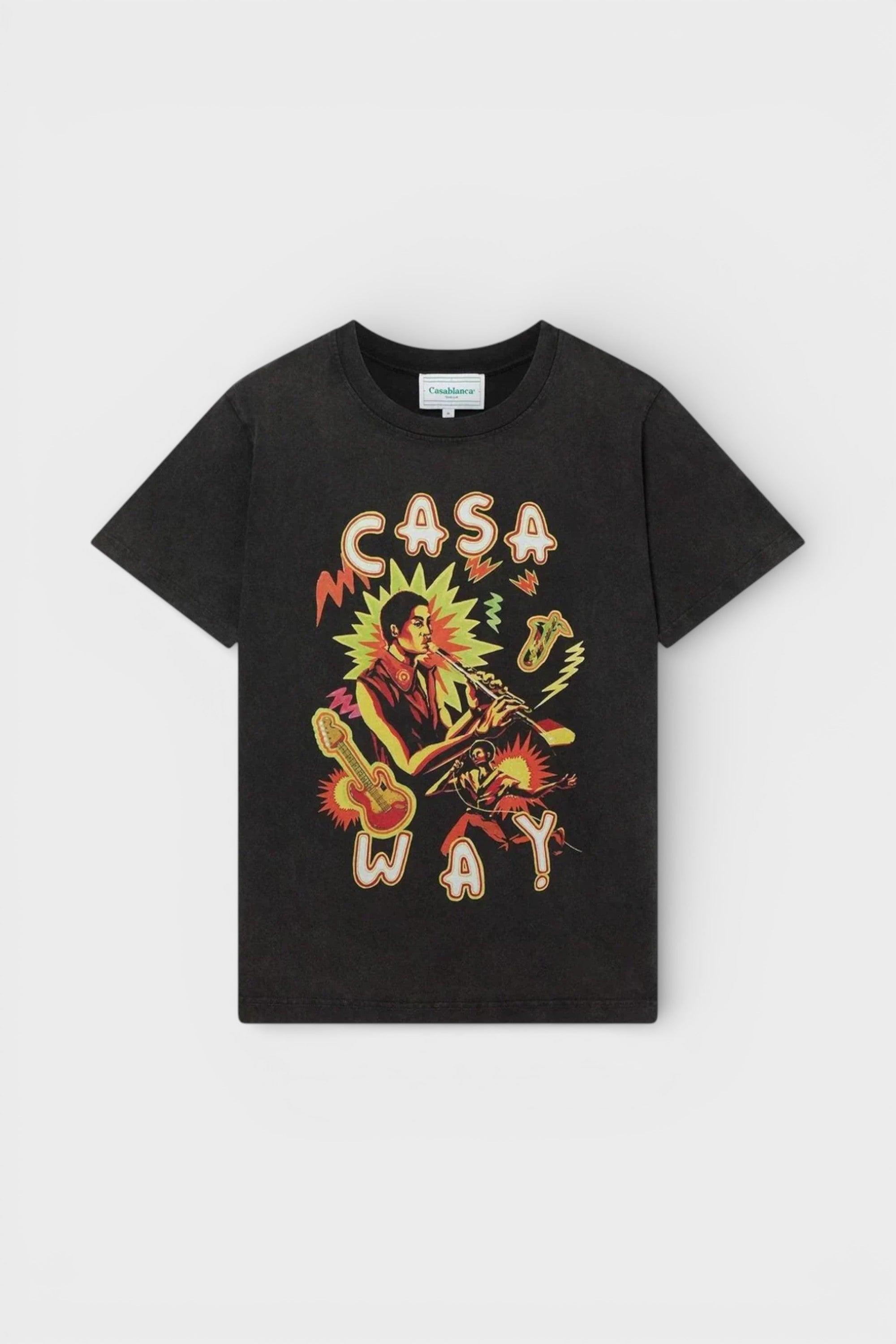 Casablanca Musik Für Das Volk Bedrucktes T-Shirt Verblasstes Schwarz