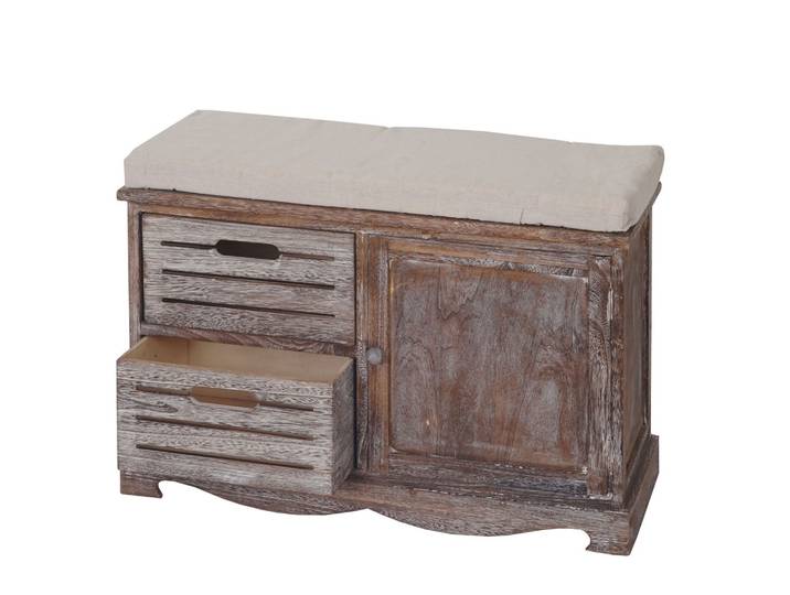 SITZBANK SHABBY-LOOK Braun, Cremeweiß