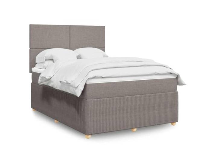 RJPLMFV Lattenrost mit Matratze, Taupe, 140 x 200 cm, Stoff Taschenfedern, unabhängig, Kopfteil verstellbar, abnehmbarer Topper, langlebiges Polyester