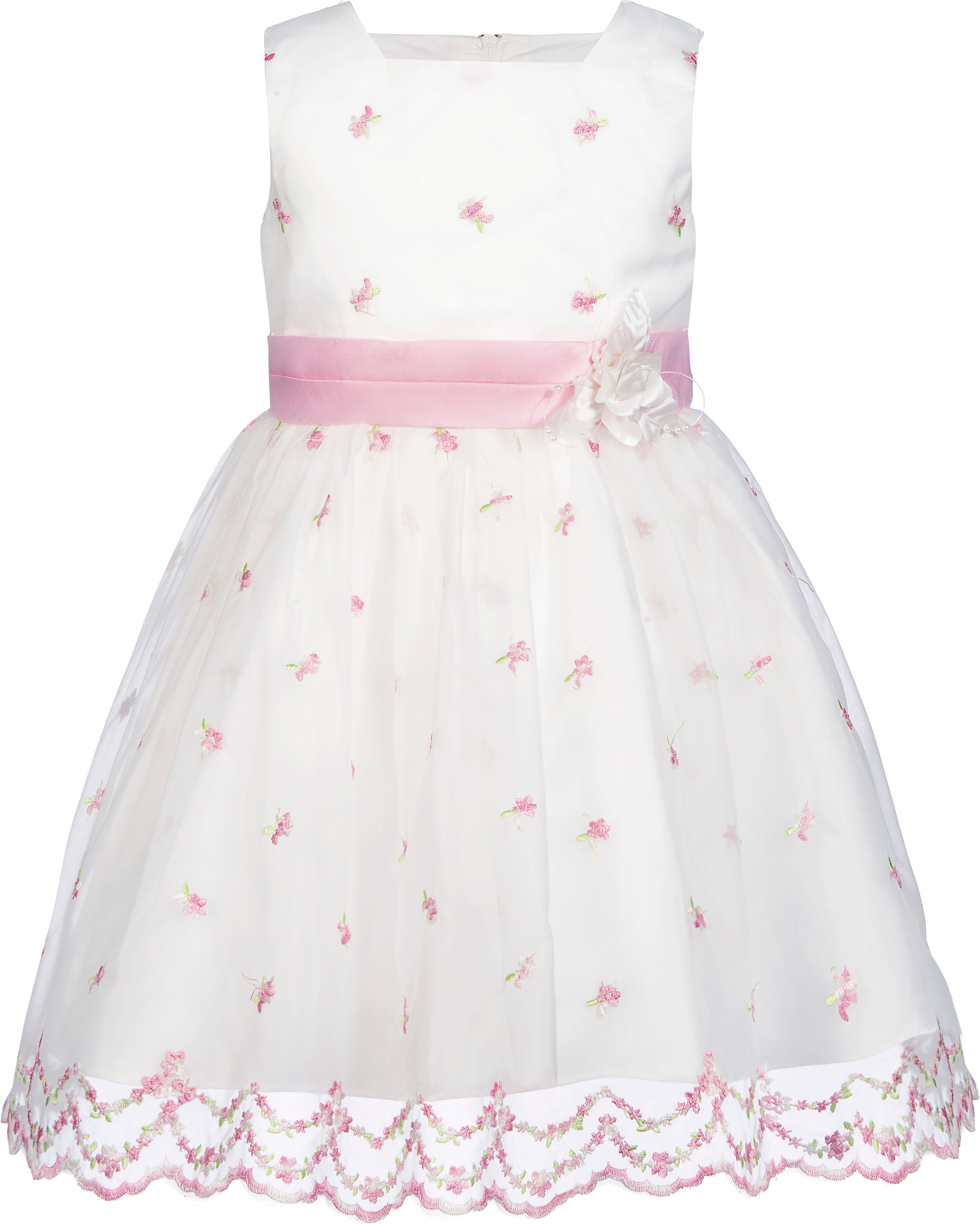 Taufkleid HAPPY GIRLS "dress", Mädchen, Gr. 104, N-Gr, ohne Ärmel, Web, rosa (rose), Web, Obermaterial: 100% Polyester, bestickt, geblümt, festlich, ca. Mitte Wade, eckiger Ausschnitt, Kleider Taufkleid, mit wunderschönem, allover-besticktem Tüll rose 104