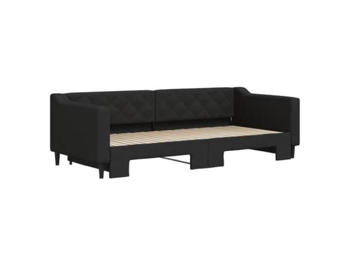 KTHLBRH Schlafsofa mit ausziehbarem Bett, schwarz, 90 x 200 cm Stoff 100 % Polyester, Struktur Holz und Metall, modernes Design, 2 notwendige Matratzen