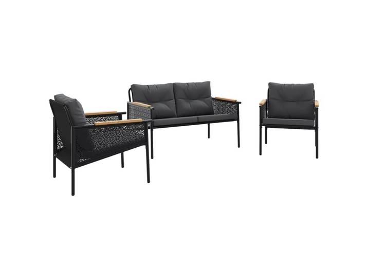 VidaXL - Balkonmöbel set stahl, One Size, Schwarz
