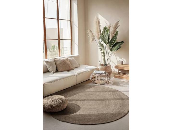 Hanse Home Jute Teppich Rangpur Rund – Natur Wohnzimmerteppich - Handgewebt & Natürlich – Boho Naturfaser Juteteppich für Wohnzimmer, Schlafzimmer, Esszimmer, Flur, Küche – Natur Braun, 100cm