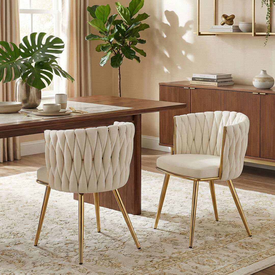 George Oliver 47.5 cm H Velvet Side Chair Cream 72cm H X 58cm W X 57cm D