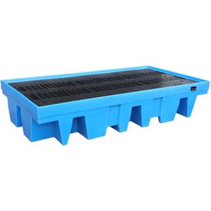 BAUER Auffangwanne WP-PE 2/11, aus Polyethylen, 256 x 135cm, Polyethylen-Gitterrost, unterfahrbar, 1000 Liter