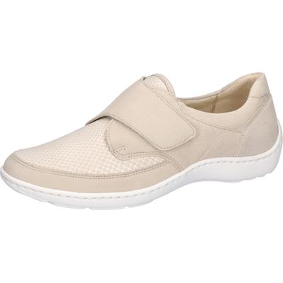 Klettschuh WALDLÄUFER "HENNI-Soft", Damen, Gr. 5,5 (38,5), beige (hellbeige), Nubukleder, Textil, Schuhe Klettschuh, Komfortschuh, Freizeitschuh mit Textil-Stretch, H-Weite