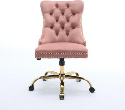 DEVERA Velvet Office Chair Tufted Adjustable Swivel Desk Chair