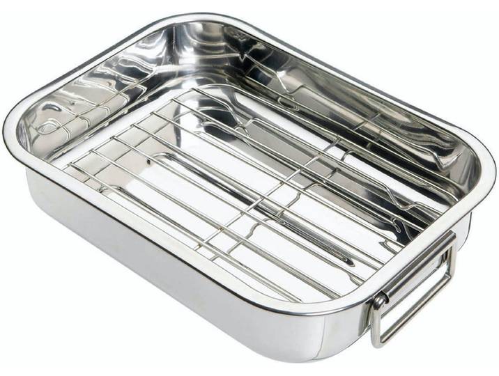 KitchenCraft Kleine roestvrijstalen braadslede met rek - 27 x 20 cm