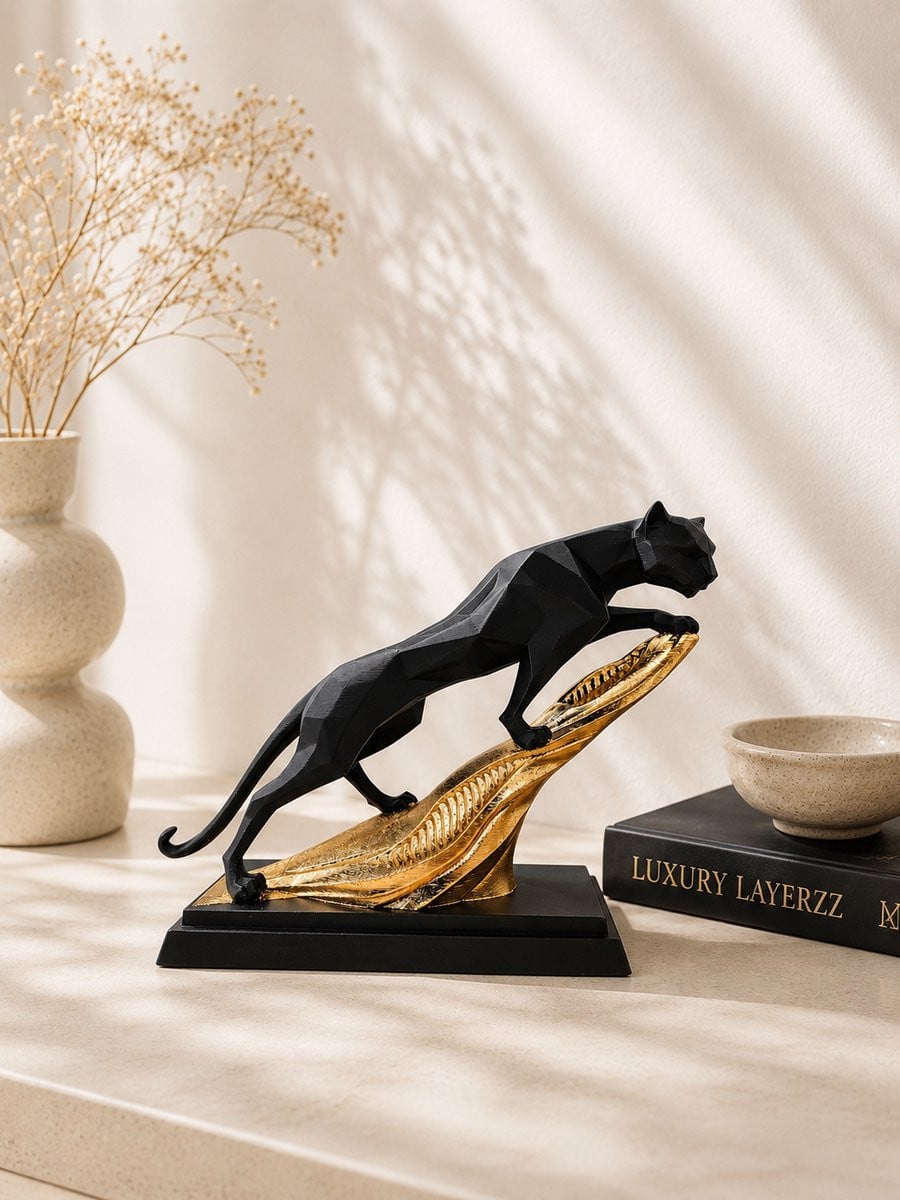 Layerzz Panther beeld - Goud - 3D geprint handgemaakt woondecoratie