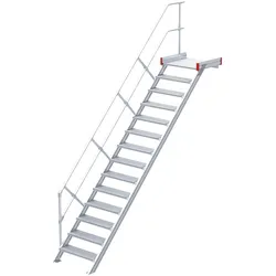 Euroline 511 Podesttreppe 45° 800mm Stufenbreite 14 Stufen Alu gerieft