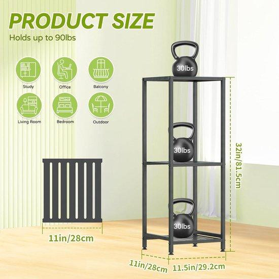 Famanu Plantenrek met 3 niveaus, zwart, Hoogte: 82 cm