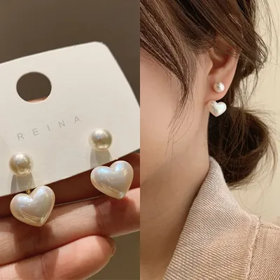 Fashion Love Heart Pearl Earrings For Women, Sweet Elegant Drop Earrings, Trend Jewellery Accessories style 7
