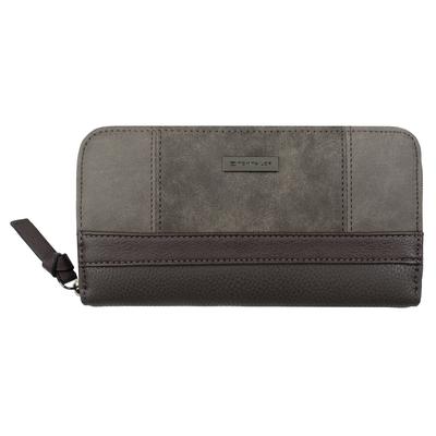 Geldbörse TOM TAILOR "Juna", Damen, grau, Polyurethan, gepflegt, kontrastfarbene Details, mehrfarbig, Kleinlederwaren, aus soft genarbtem ledrigen Material mit glänzenden Metall-Accessoires