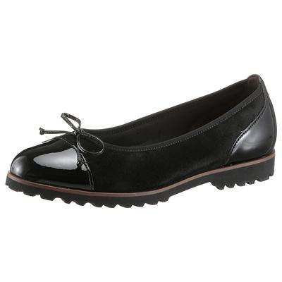 Ballerina GABOR, Damen, Gr. 36, Textil, schwarz, Lacklederimitat, Ziegenveloursleder, unifarben, Schuhe Ballerina, Flats, Chunky Slipper mit komfortablem Gummieinfass