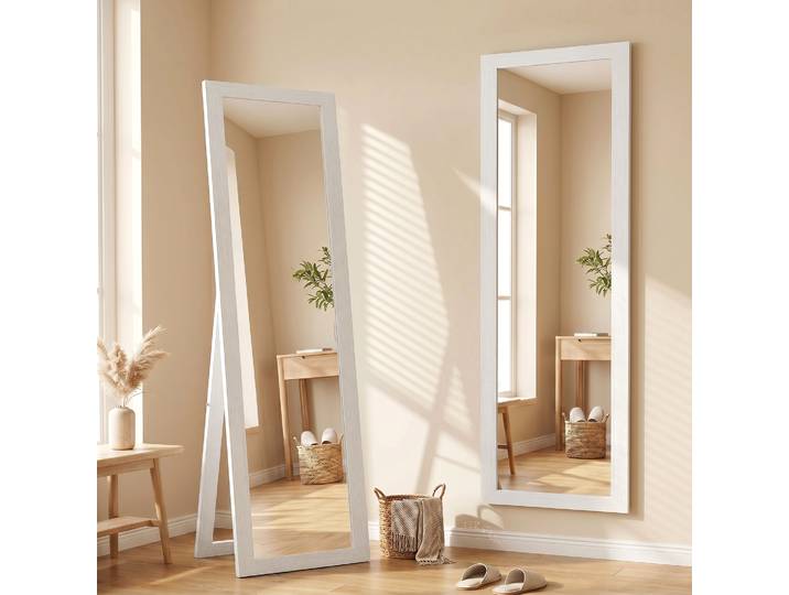 HOMCOM Miroir Rectangulaire 37x155cm Cadre Bois Blanc
